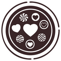 Obraz premium Box of assorted heart shaped chocolates and candies icon for Valentines Day