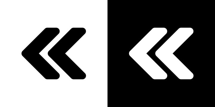 矢印 二連矢印 左向き 戻る 先頭へ 巻き戻し バック アイコン (ベクター)