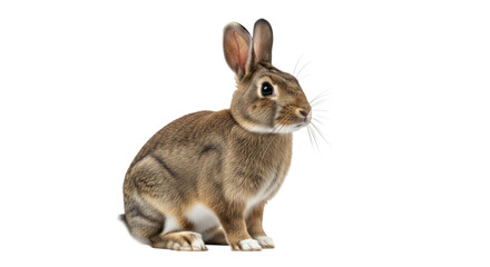 Obraz premium Brown rabbit with blue feather tuft on head sitting upright isolated on a transparent background