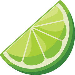 Freshly cut green lime slice vector with tangy citrus