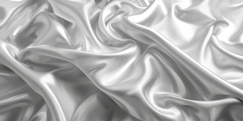 Obraz premium Elegant white silk and satin fabric background featuring smooth rippled waves of soft luxury textile material with a shiny curved drapery texture for fashion decoration