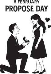 Romantic Proposal on Propose Day Illustration