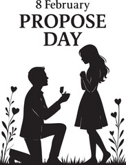 Romantic Propose Day Silhouette with Couple and Ring