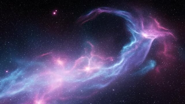 Vibrant nebula swirls in deep space with stars and cosmic clouds
