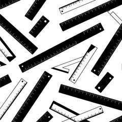 Rulers Pattern Background With Black And White Measuring Tools