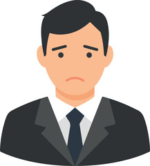 Sad Businessman Flat Icon Sadness Business Mood Emotion Suit Tie