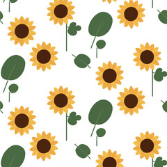 Seamless Sunflower Pattern Yellow Floral Background Summer Nature Art