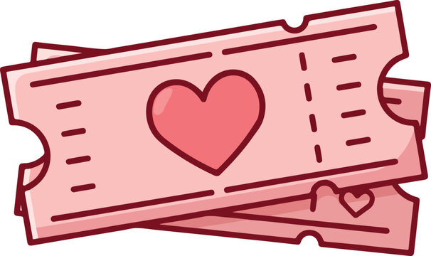 Pink Love Tickets with Heart Symbols for Romantic Events