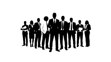 Group of business professionals standing together in formal attire vector illustration