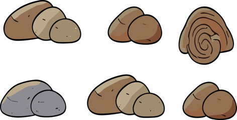 Cartoon rock and stone collection natural boulder shapes decorative vector illustration set © Sumon Creative