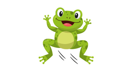 Fototapeta premium Cartoon frog in mid air playful illustration on white background