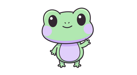 Obraz premium Cartoon frog illustration waving hello on a white background isolated graphic