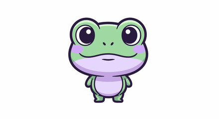 Obraz premium Cute cartoon frog illustration smiling on white background graphic design