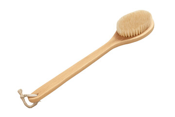 Wooden dry brushing body bath brush on transparent background