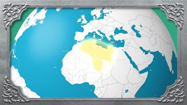 Global Map Highlighted Region in Africa and Europe Earth Planet View