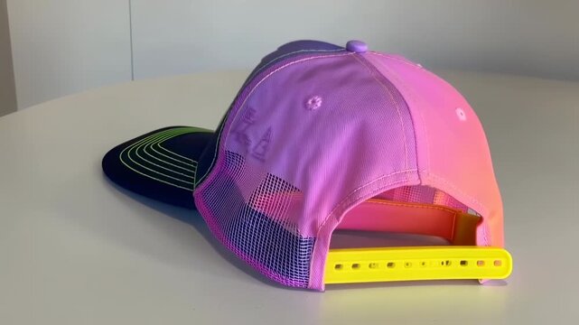 Back view of a gradient cap on a white surface