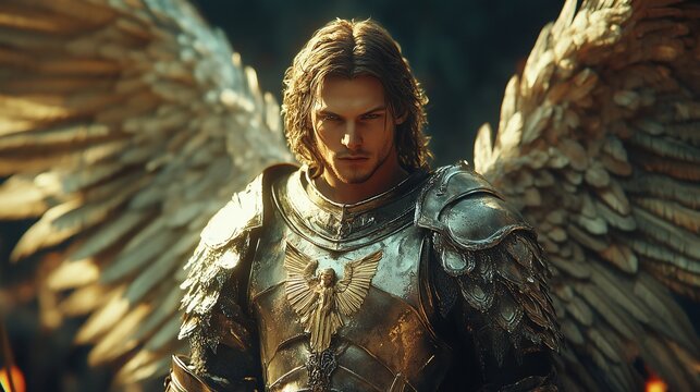 Archangel Michael Leading the Heavenly Armies, Epic Biblical Fantasy Illustration