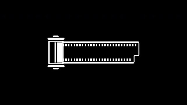 Customizable Blank Film Strip Animation: Minimalist White Outline Template for Personalized Video Titles