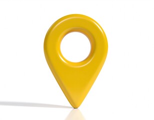 Shiny, golden 3D pin icon, casting a subtle shadow, isolated on white