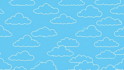 Light Blue Sky with White Clouds Pattern.
