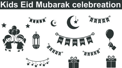 Naklejka premium Kids Eid Star Icon Illustration eid 