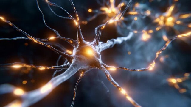 An intricate view of neurons showcasing synaptic connections and electrical activity, highlighting the beauty and complexity of the nervous system in amazing detail.