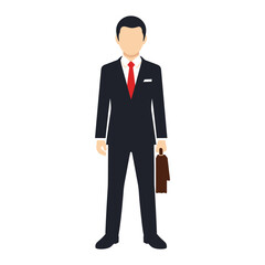 Obraz premium Illustration of a businessman in a suit holding a briefcase.