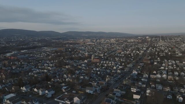 Aerial view of Scranton, Pennsylvania on a winter day.