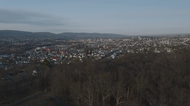 Aerial view of Scranton, Pennsylvania on a winter day.