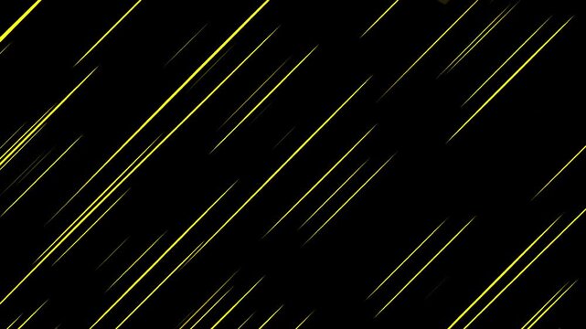 A seamless loop of diagonal yellow anime-style speed lines falling like rain, a great background for adding a sense of speed and motion