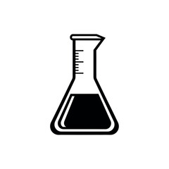 Erlenmeyer flask icon with liquid laboratory glassware symbol.