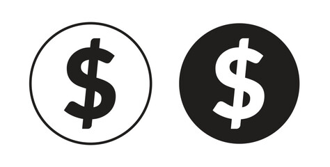 Obraz premium Dollar icon symbol vector graphic designs on white. Best for ui Design