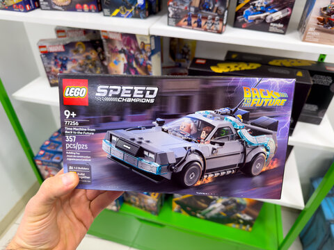LEGO Speed Champions Back to the Future DeLorean Time Machine Set in Toy Store