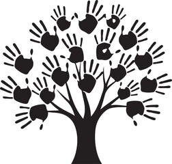 Fototapeta premium family handprint tree silhouette pack featuring a creative tree design made from handprints, symbolizing love, growth, unity, and togetherness