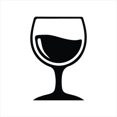 wine glass minimal icon set, black color and white background
