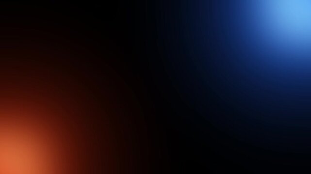 Abstract dual tone blue and orange neon light leak on a dark black background representing contrast temperature shift and futuristic digital space illumination