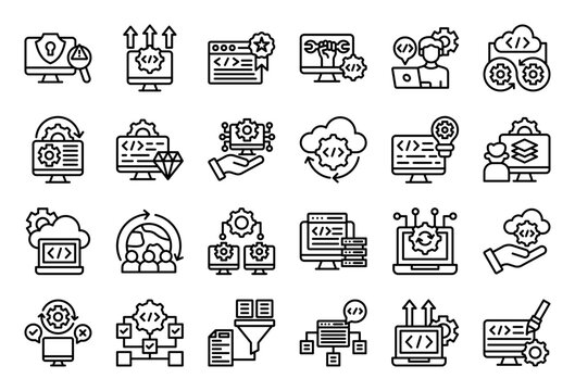 Software Engineering Icon Collection Set. Clean Outline Icon Vector Illustration.	