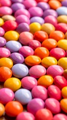 Obraz premium Close-up of colorful, coated, candy-like treats scattered