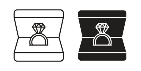 Ring box icon symbol vector graphic designs on white. Best for ui Design