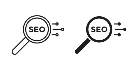 SEO icon symbol vector graphic designs on white. Best for ui Design