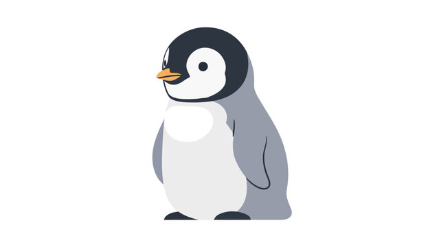 Stylized illustration of a baby emperor penguin against a white background