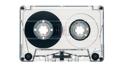 Vintage stereo equipment with two speakers and a central control unit isolated on transparent background