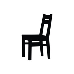 Wooden chair silhouette vector flat design isolated on white background.