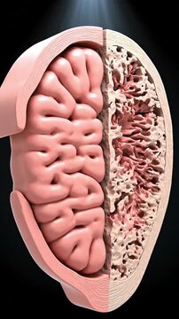 Healthy vs Damaged Pancreas Tissue, Scientific 3D Cross Section Pancreatic Anatomy Comparison