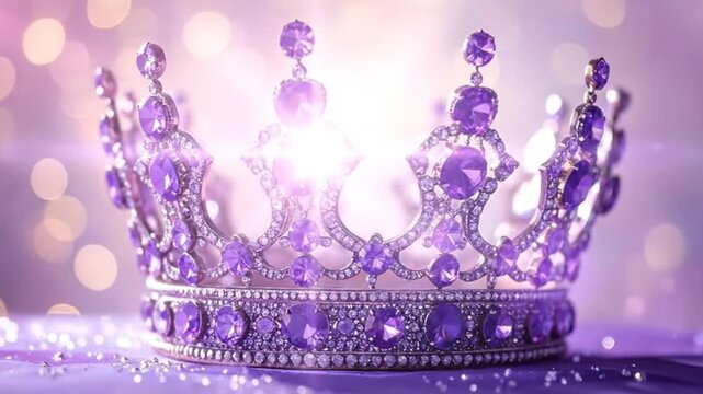 Elegant purple crown adorned with sparkling jewels, fit for royalty and special occasions.