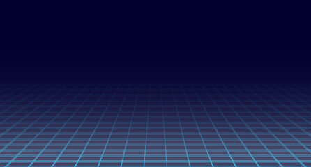Technology perspective grid background. Digital space wireframe landscape. Vector blue mesh on a dark blue background. © Zidas