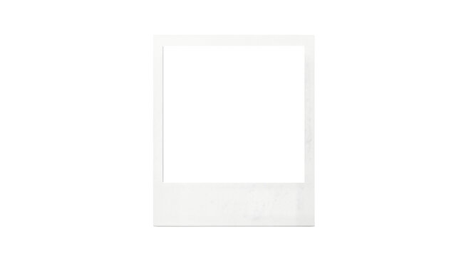Blank instant photo frame, white, for mockup or template, isolated on transparent background, png