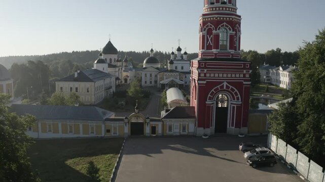 Drone taking off facing Davydova Pustyn in Chekhov
