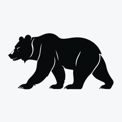 Obraz premium Bear Silhouette Cartoon – Black Walking Bear Outline with Smooth Curves and Stylized Minimal Wildlife Design