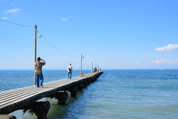 Obraz premium 海にかかる橋（原岡桟橋）